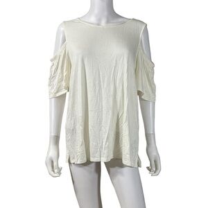 Gibson Ivory Cold Shoulder Short Sleeve Blouse Top